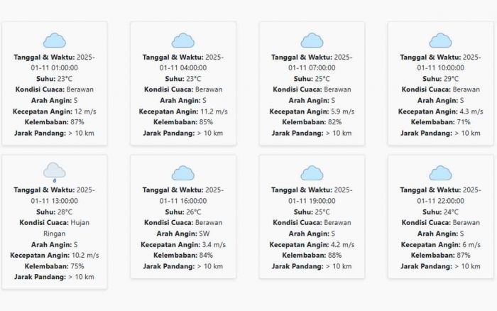 Prakiraan Cuaca Pasuruan Hari ini Sabtu, 11 Januari 2025: Siang Potensi Hujan Ringan