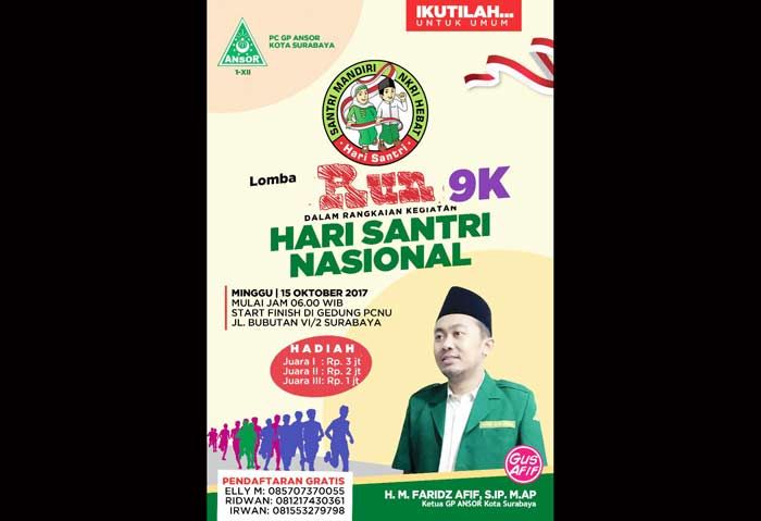 Peringati HSN, Ansor Surabaya Gelar Lomba Lari 9 K Berhadiah Jutaan Rupiah