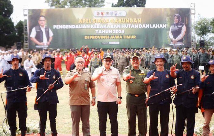 Amanat Pj Gubernur Jatim saat Pimpin Apel Siaga Gabungan Pengendalian Karhutla di Trawas Mojokerto