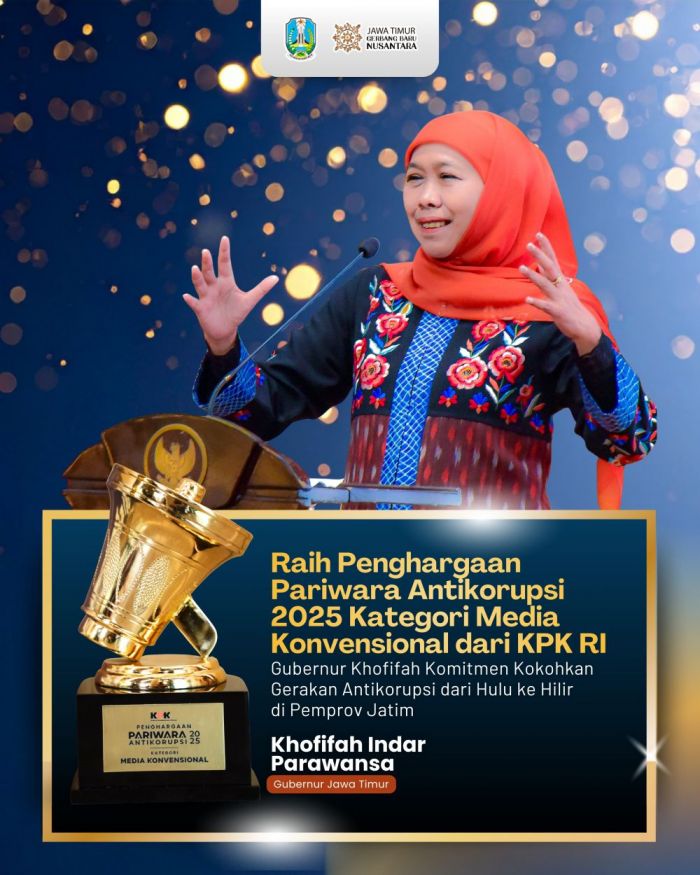 Pemprov Jatim Raih Penghargaan KPK, Gubernur Khofifah:  Pemacu Kerja Birokrasi Jujur dan Akuntabel