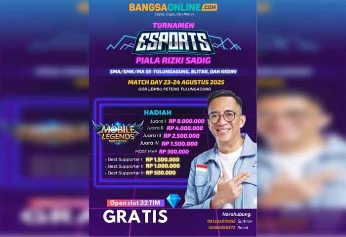 Pendaftaran Turnamen Esports MLBB Piala Rizki Sadig Resmi Dibuka! Slot Terbatas, Awas Ketinggalan! Pendaftaran Turnamen Esports MLBB Piala Rizki Sadig Resmi Dibuka! Slot Terbatas, Awas Ketinggalan!