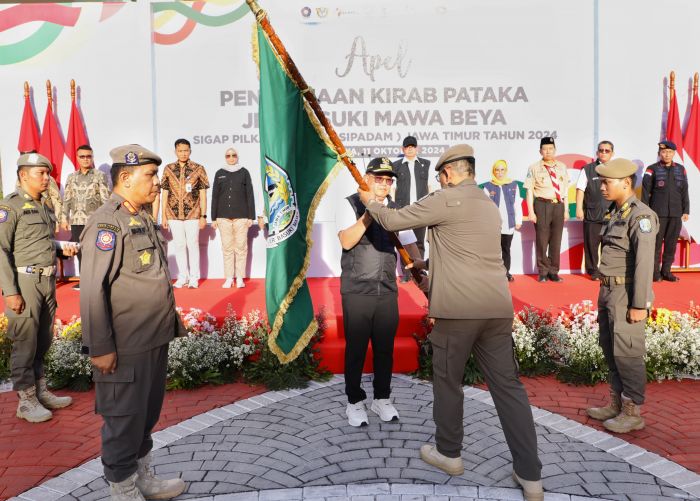 Di Apel Penerimaan Kirab Pataka, Pj Gubernur Jatim Ajak Jaga Kondusifitas Pilkada Serentak 2024