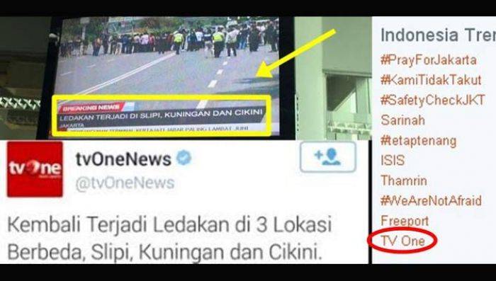 TV One Dibully Netizen lagi Gara-gara Sebar Berita Hoax Soal Bom Sarinah TV One Dibully Netizen lagi Gara-gara Sebar Berita Hoax Soal Bom Sarinah