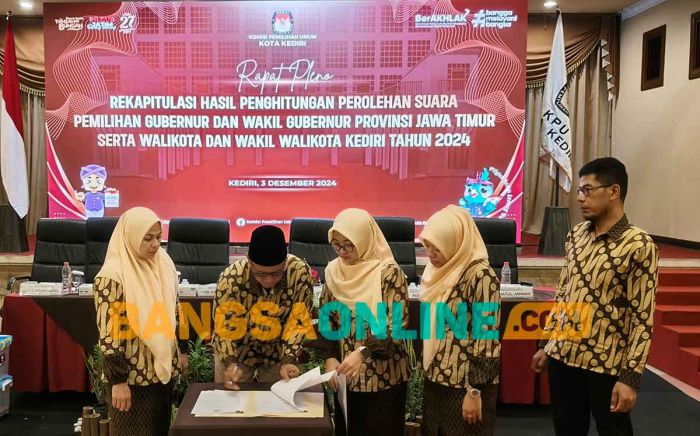 KPU Kota Kediri Tetapkan Hasil Suara Sah, Vinanda-Gus Qowim Menang