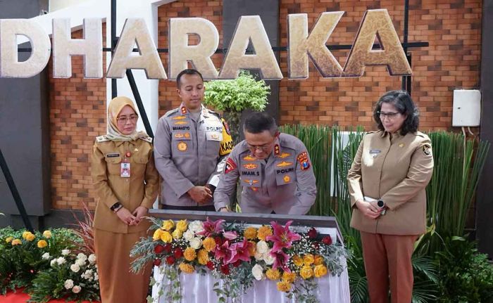 Amanat Pj Wali Kota Kediri saat Kapolda Jatim Resmikan GOR Bulu Tangkis Tathya Dharaka