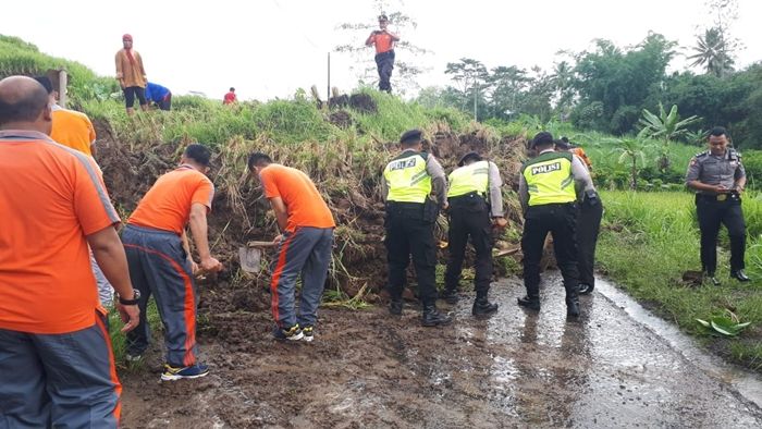 Diguyur Hujan Semalam, Longsoran Sawah Isolasi Dua Desa di Kesamben Blitar