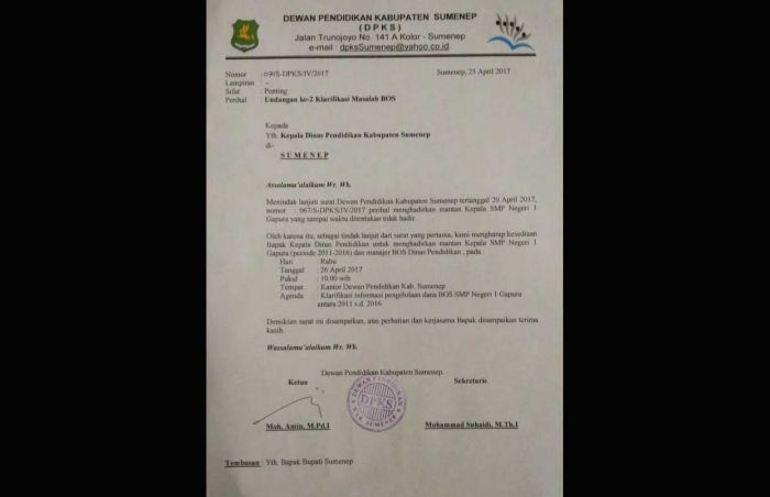 Mantan Kepala SMPN 1 Gapura Mangkir dari Panggilan DPKS terkait Dugaan Penyalahgunaan Dana BOS