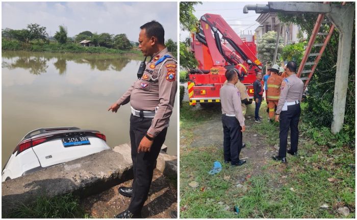 Polsek Wiyung Ungkap Kronologi Mobil Listrik Terjun ke Sungai, Pengemudi Ngaku Ingat Mendiang Suami