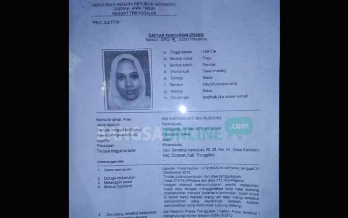 Wanita Berhijab jadi Buronan Polisi di Trenggalek