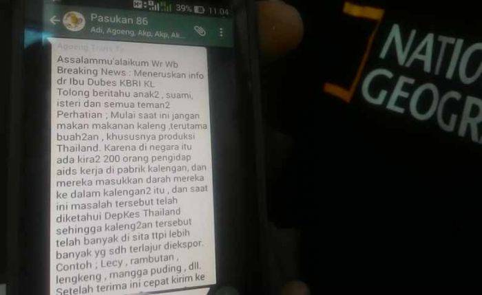 Warga Jombang Digegerkan Broadcast Message Makanan Kaleng Berbahaya dari Thailand