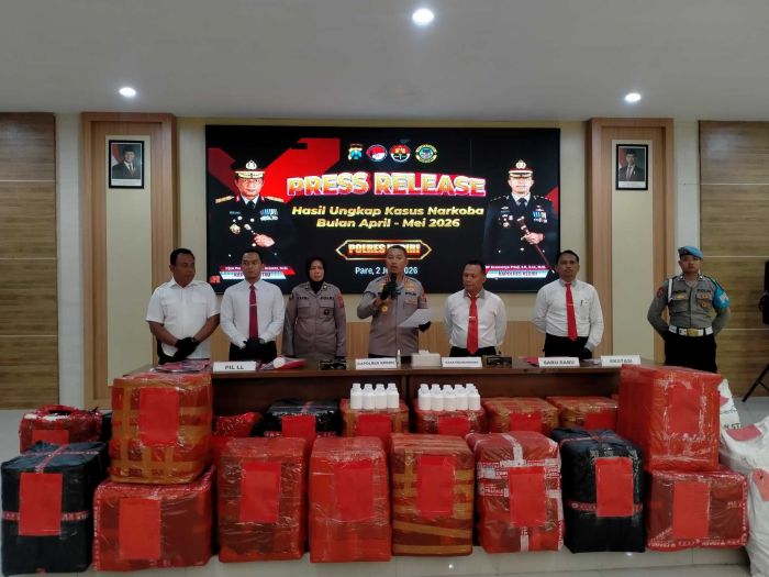 Jutaan Pil Dobel L Disita, Polres Kediri Ungkap 46 Kasus Narkotika dan Okerbaya dalam 2 Bulan