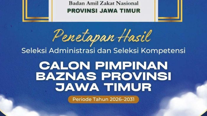 10 Nama Lolos Seleksi Calon Pimpinan Baznas Jatim 2026-2031, Berikut Daftarnya