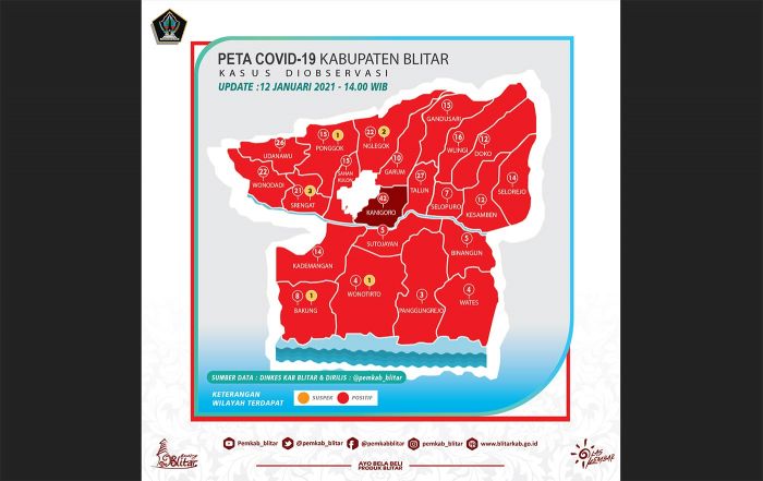 Tidak Hanya Merah Tua, Kini Ada Warna Hitam di Peta Sebaran Covid-19 Kabupaten Blitar 