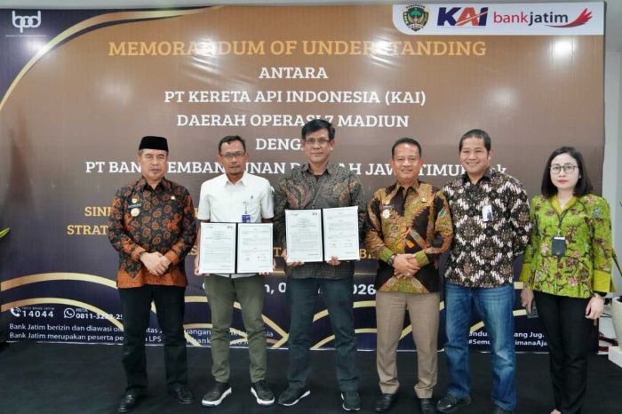 KAI Daop 7 Madiun dan Bank Jatim Jalin Kerja Sama, Optimalisasi Layanan dan Aset