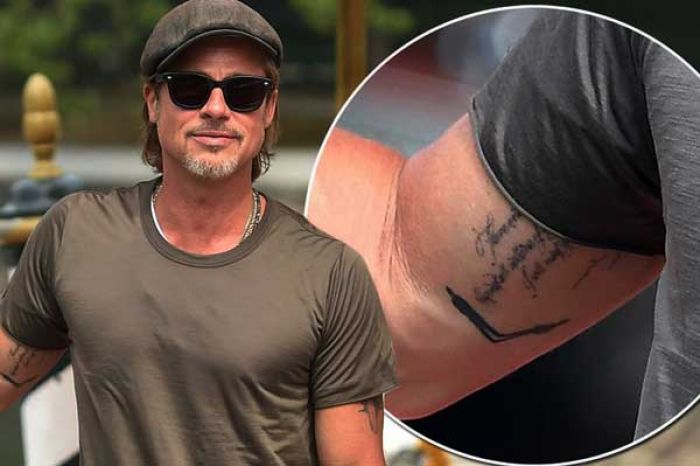 Brad Pitt Pamer Tatto Unik di Lipatan Siku Kanan