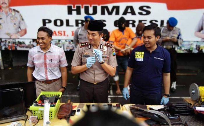 Polres Gresik Gulung 3 Bandit Spesialis Tembak Ban Mobil