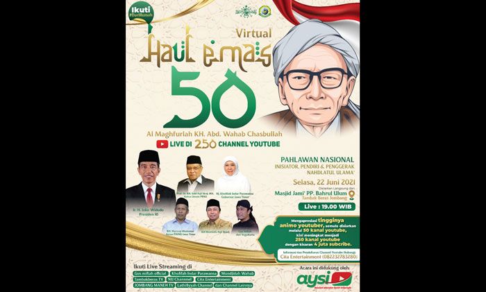 Bakal Dihadiri Presiden RI, 250 Channel YouTube Siap Siarkan Haul Emas Virtual Mbah Wahab