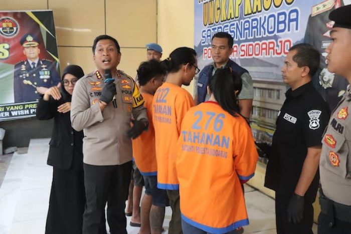 Polres Sidoarjo Amankan 4 Pelaku Jaringan Narkoba Internasional Beserta 1,5Kg Sabu