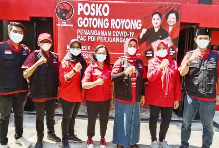 PDIP Gresik Launching 16 Posko Gotong Royong Penanganan Covid-19 Sekaligus