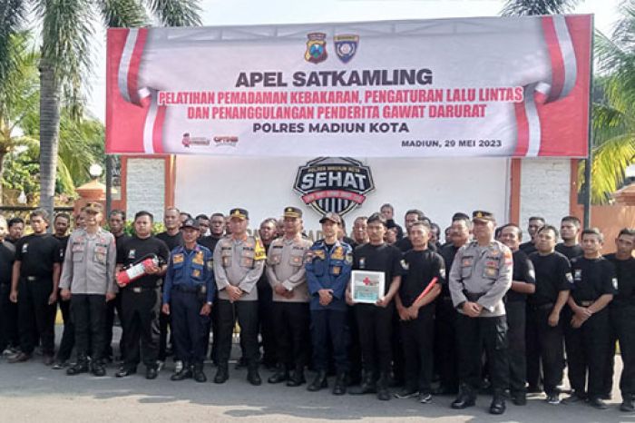Polres Madiun Kota Latih Personel Satkamling