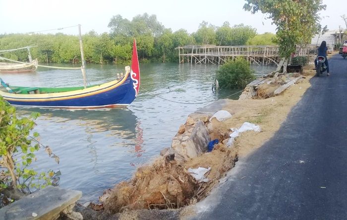 Tangkis Laut di Pegagan Pamekasan Rusak, Bibir Jalan Kabupaten Terkikis