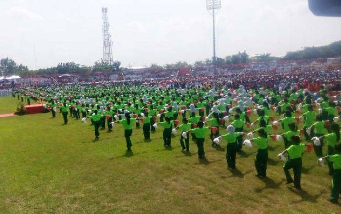 Senam Massal Siswi TK Buka Apel Bela Negara di Bojonegoro