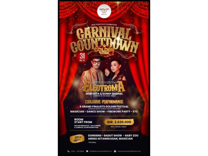 Meriahkan Malam Tahun Baru, Senyum World Hotel Kota Batu Gelar Carnival Countdown