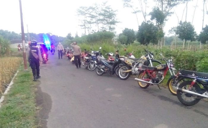 Razia Balap Liar, Jajaran Polres Kediri Amankan Belasan Sepeda Motor