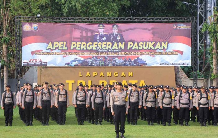 Pastikan Kesiapan Pengamanan Pilkada 2024, Polres Madiun Gelar Apel Pergeseran Pasukan