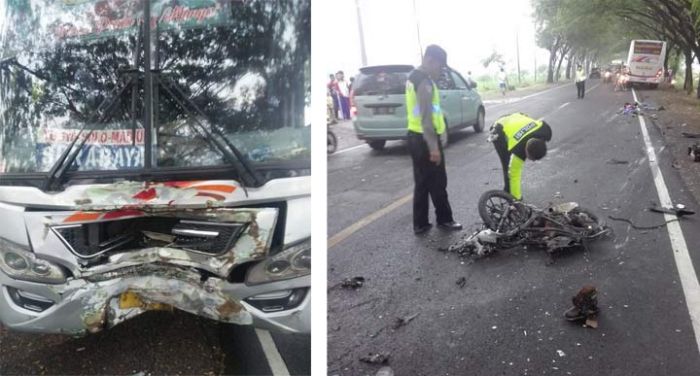 Diduga Ngantuk, Dua Pelajar di Ngawi Tewas Dihajar Bus Mira