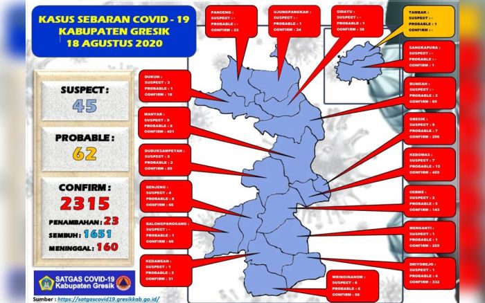 Update: Positif Covid-19 di Gresik Tambah 23 Kasus, Sembuh 25 Orang