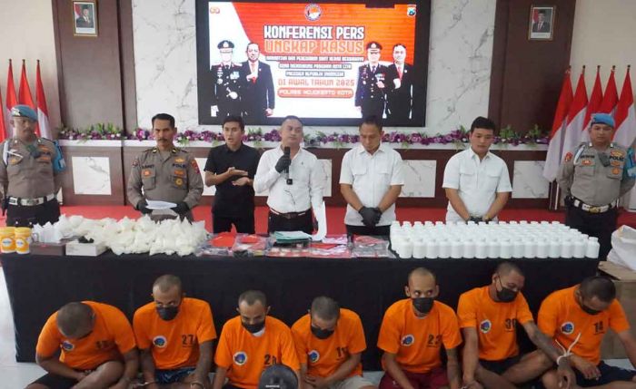 Ungkap Kasus Narkoba, Polres Mojokerto Kota Amankan 139.830 Butir Double L dan 7 Tersangka