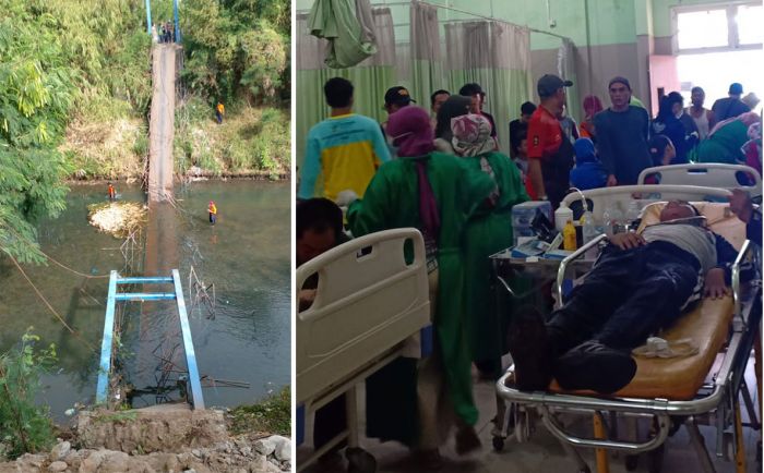 Jembatan Gantung Putus di Probolinggo, 40 Siswa SMPN 1 Pajarakan Dievakuasi, 14 Orang Dibawa ke RS