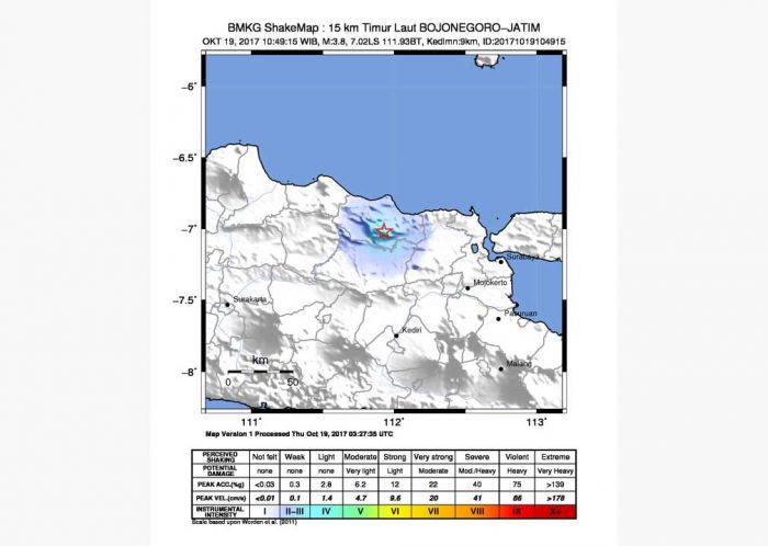 Gempa 3.8 Skala Richter Guncang Bojonegoro dan Sekitarnya