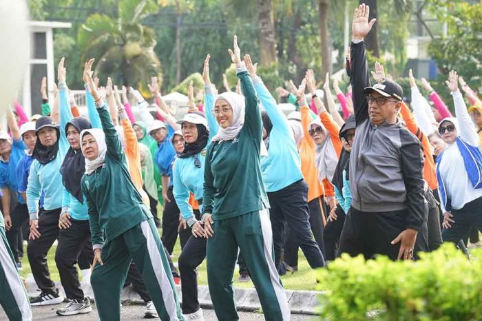 Wawali Kediri Ikut Senam Bersama GOW, Ajak Perempuan Terus Jaga Kesehatan
