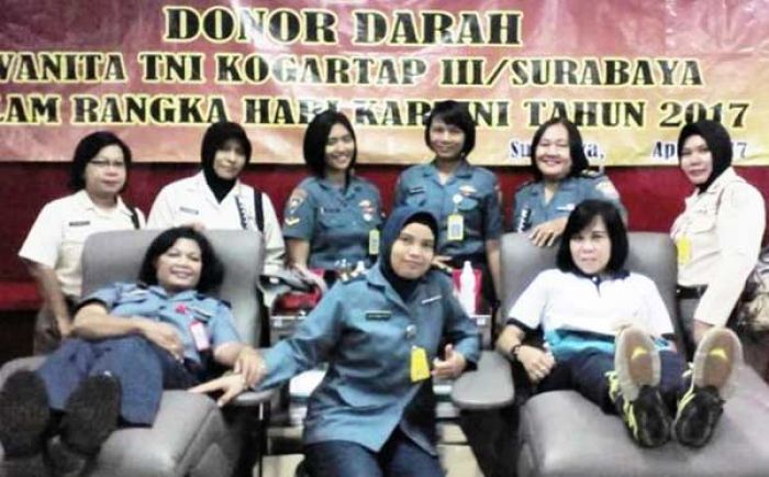 Setetes Darah untuk Sesama Warnai Peringatan Hari Kartini Wan TNI Wilayah Surabaya