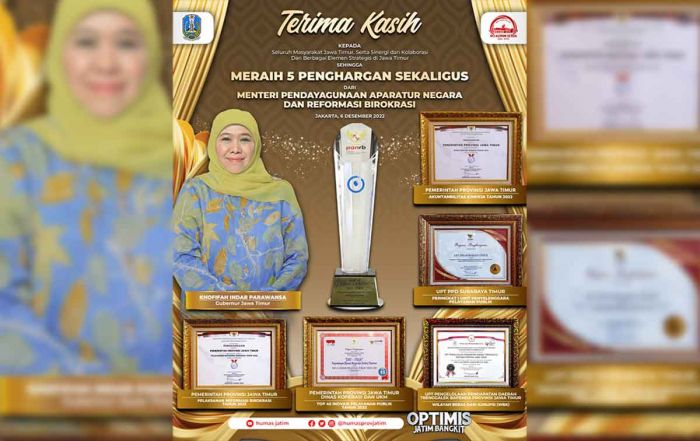 Pemprov Jatim Borong 5 Penghargaan dari Kemenpan RB, Gubernur Khofifah: Alhamdulillah
