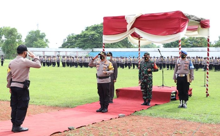Amankan Pilkada, Kapolres Mojokerto Pimpin Apel Pergeseran Pasukan Gabungan TNI-Polri