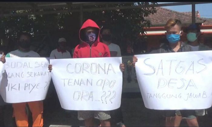 Dinyatakan Positif Corona, Puluhan Warga Dusun Bendungan Ponorogo Geruduk Balai Desa dan Puskesmas