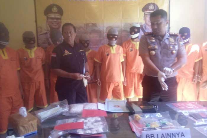 Polres Lamongan Ringkus 10 Tersangka Narkoba