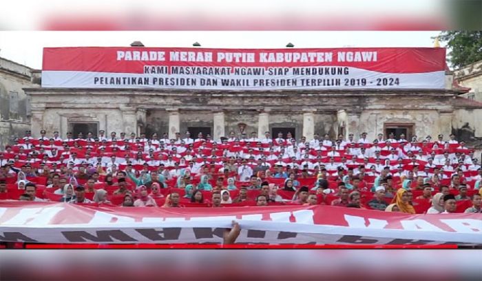 Dukung dan Jaga Proses Pelantikan Presiden dan Wakil Presiden, Ngawi Gelar Parade Merah Putih