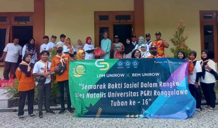 Peringati Dies Natalis, Unirow Tuban Salurkan Ribuan Paket Sembako untuk Korban Bencana