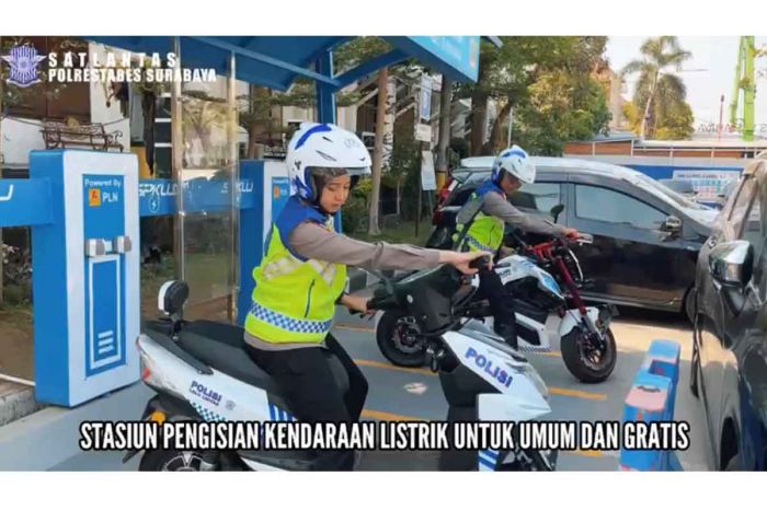 Dorong Penggunaan Kendaraan Bebas Emisi, Polrestabes Surabaya bersama PLN Bangun Gardu SPKLU