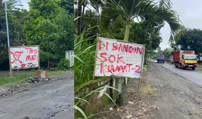 Warga Candirejo Pasang Poster Sindiran di Jalan Rusak, Ancam Tanam Pohon Pisang Jika Tak Diperbaiki