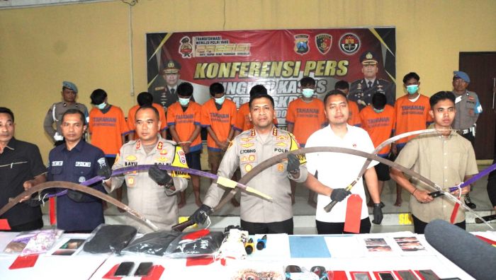 12 Anggota Gangster Bersajam yang Kerap Konvoi Diamankan Polresta Sidoarjo