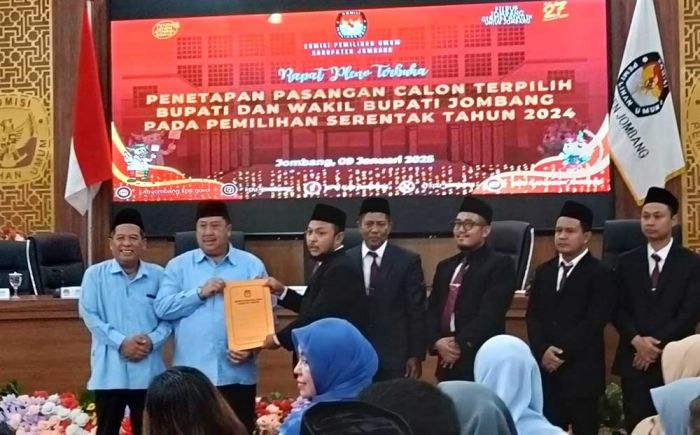 KPU Jombang Tetapkan Warsubi-Salman Sebagai Paslon Bupati dan Wakil Bupati Terpilih