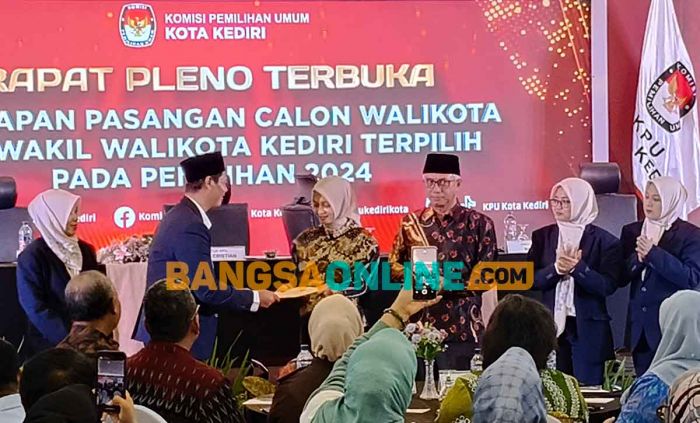 KPU Kota Kediri Resmi Tetapkan Vinanda-Gus Qowim Jadi Kepala Daerah Terpilih