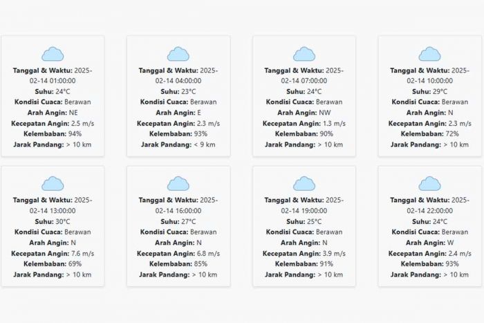 Cuaca Jember Hari ini Jumat, 14 Februari 2025: Diperkirakan Berawan dengan Suhu 23-30 °C