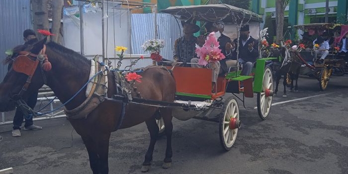 Kirab keliling Kota Lamongan yang dilakukan Unisla untuk merayakan status akreditasi dengan nilai baik sekali.