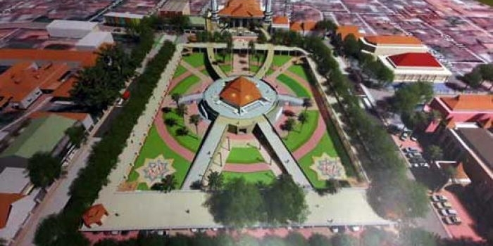 Maket kawasan wisata religi alun-alun Gresik. foto: SYUHUD/ BANGSAONLINE